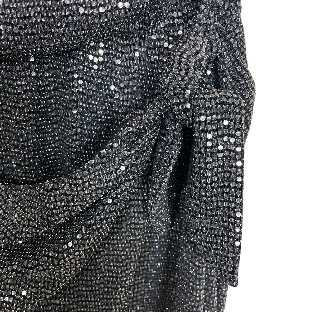 AllSaints Womens Allegra Faux Wrap Shimmer Sheath Dress Party Cocktail Size 6 - Picture 12 of 13